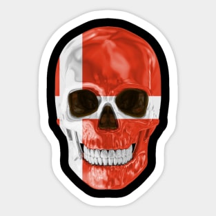 Denmark Flag Skull - Gift for Danish With Roots From Denmark Sticker